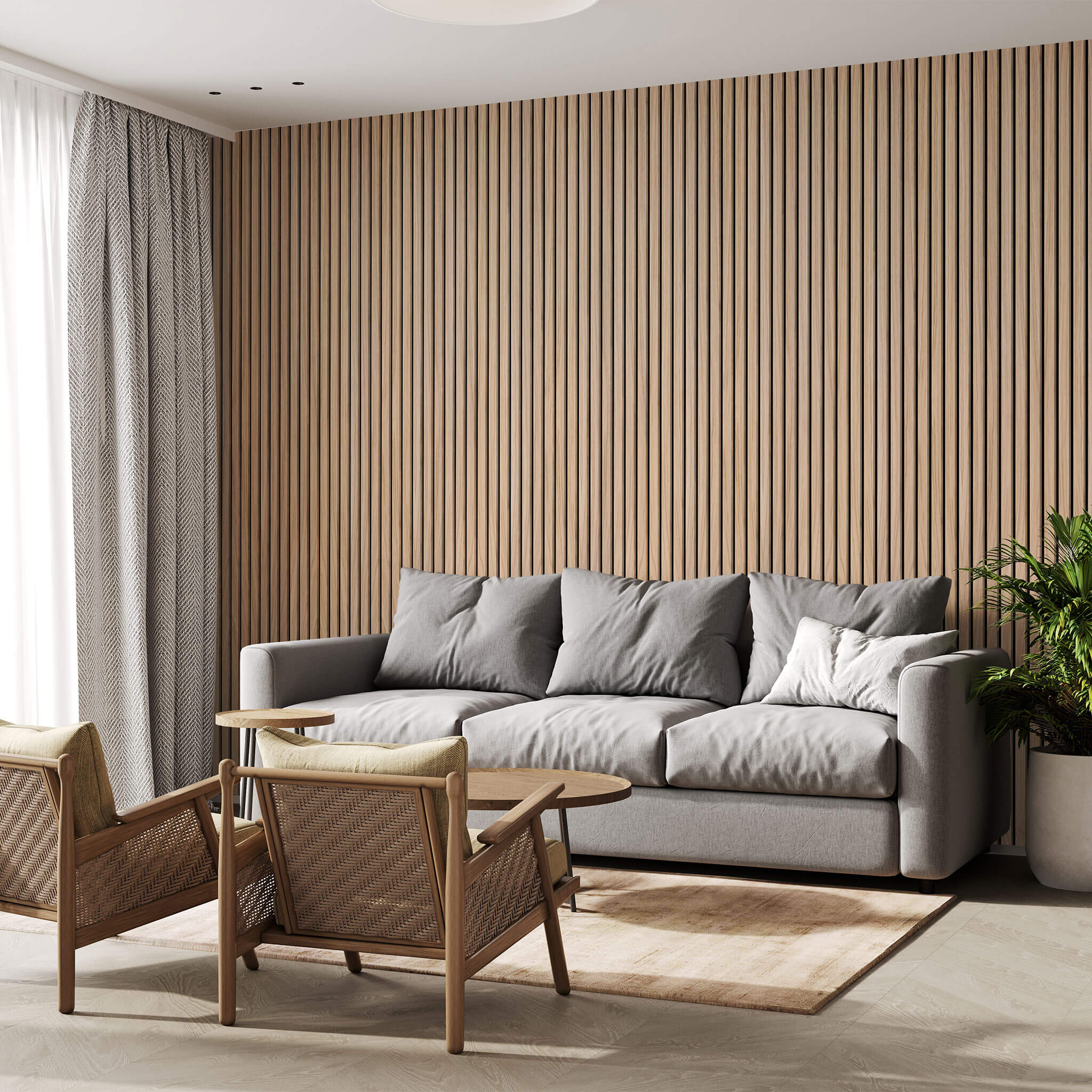 Panneau acoustique Walleu 240 x 60 cm | Chêne Naturel Feutre Noir