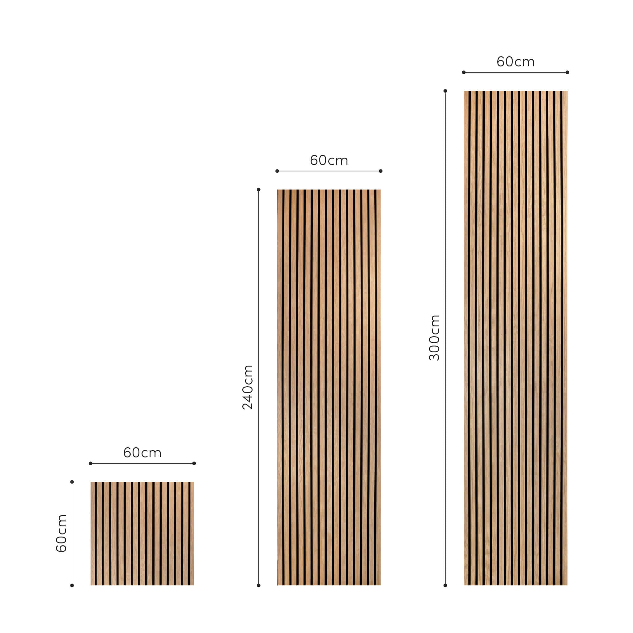 Panneau acoustique Walleu 240 x 60 cm | Chêne Naturel Feutre Noir