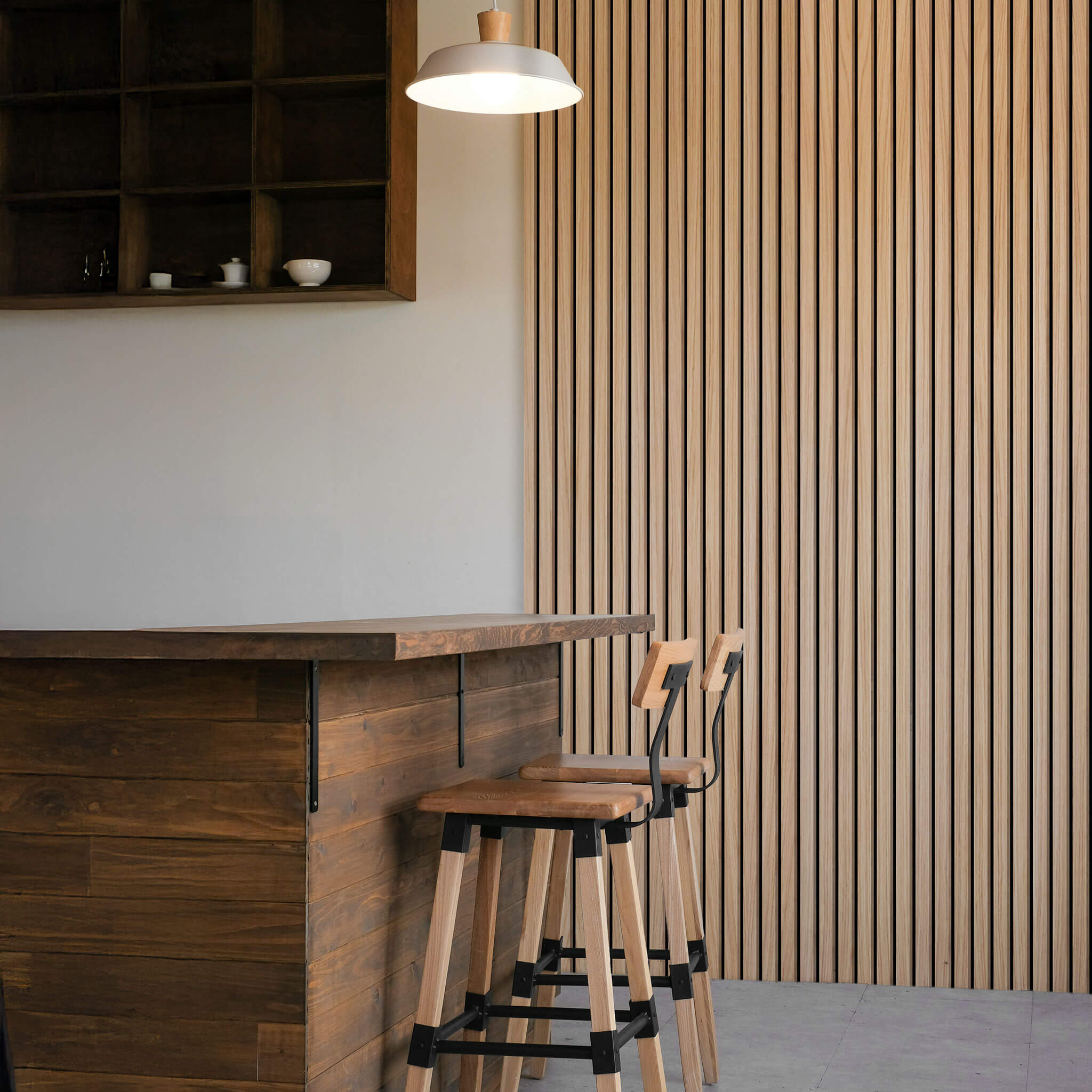 Painel Acústico Walleu 300 x 60cm | Carvalho Natural Feltro Preto