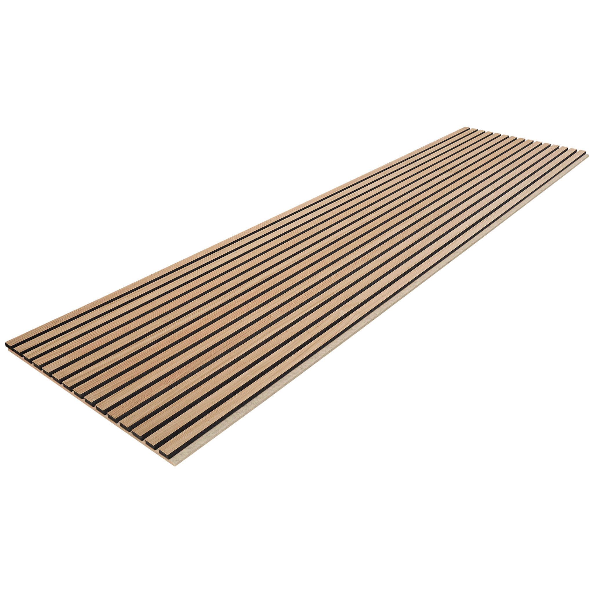 Painel Acústico Walleu 240 x 60cm | Carvalho Natural - Núcleo Preto - Feltro Beige