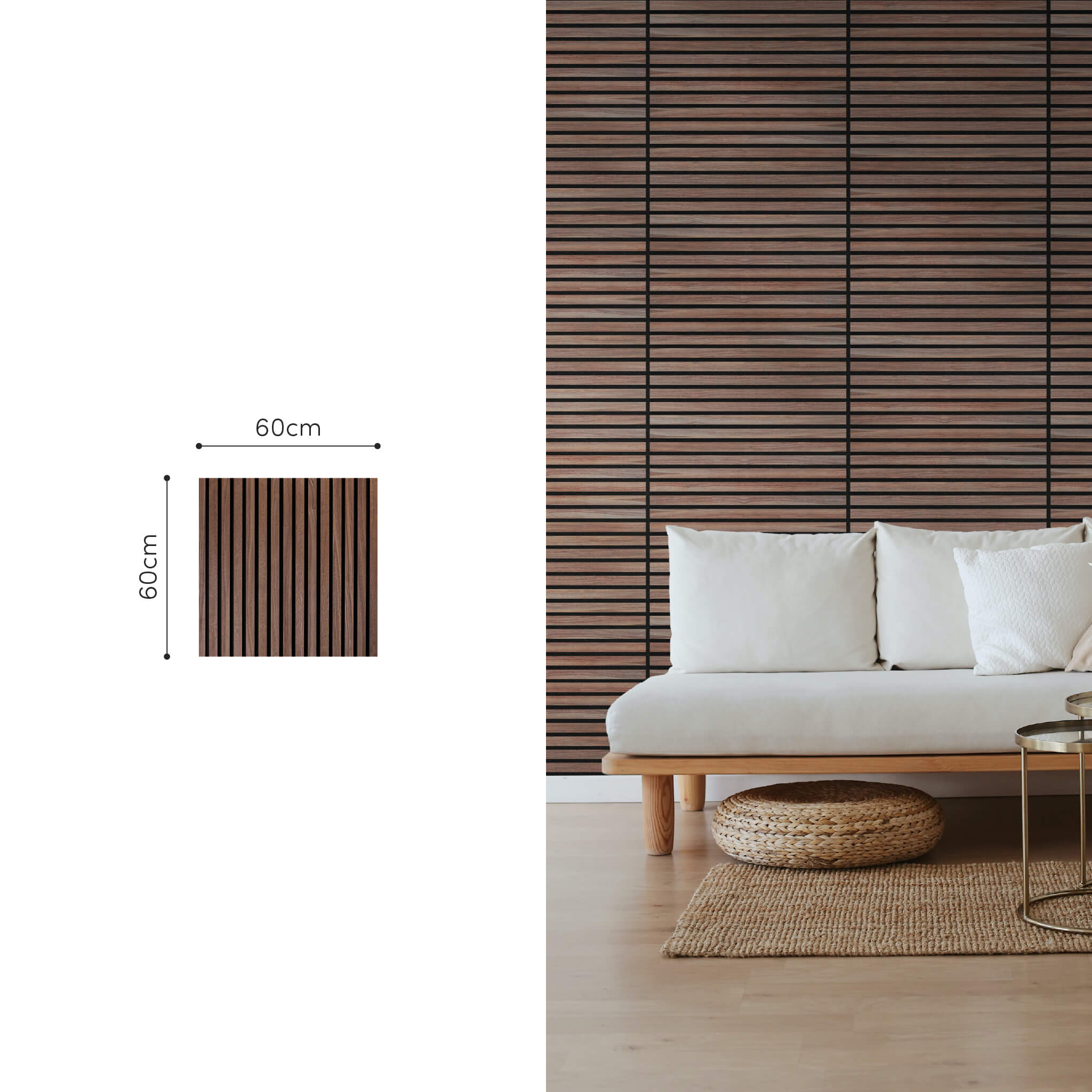 Panneau acoustique Walleu 60 x 60 cm | Noyer