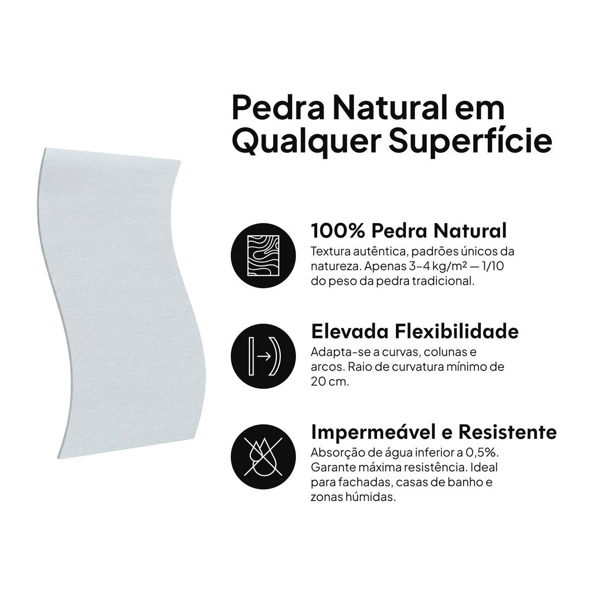 Pedra natural em qualquer superfície: 100% pedra natural, elevada flexibilidade, impermeável e resistente #lang:pt
