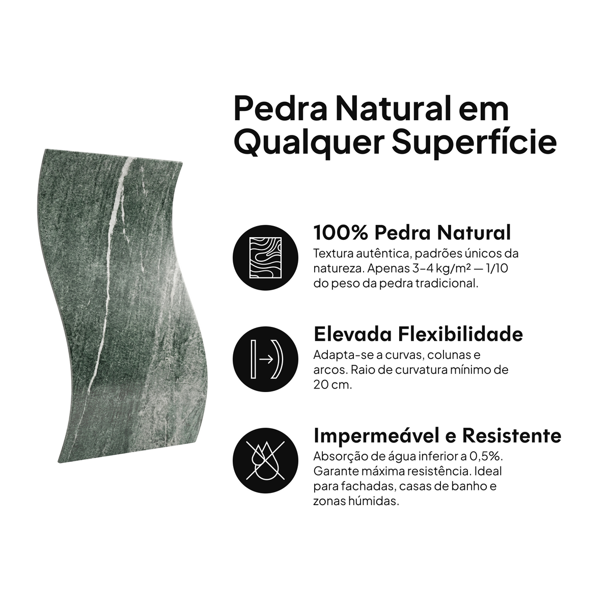 Pedra natural em qualquer superfície: 100% pedra natural, elevada flexibilidade, impermeável e resistente #lang:pt