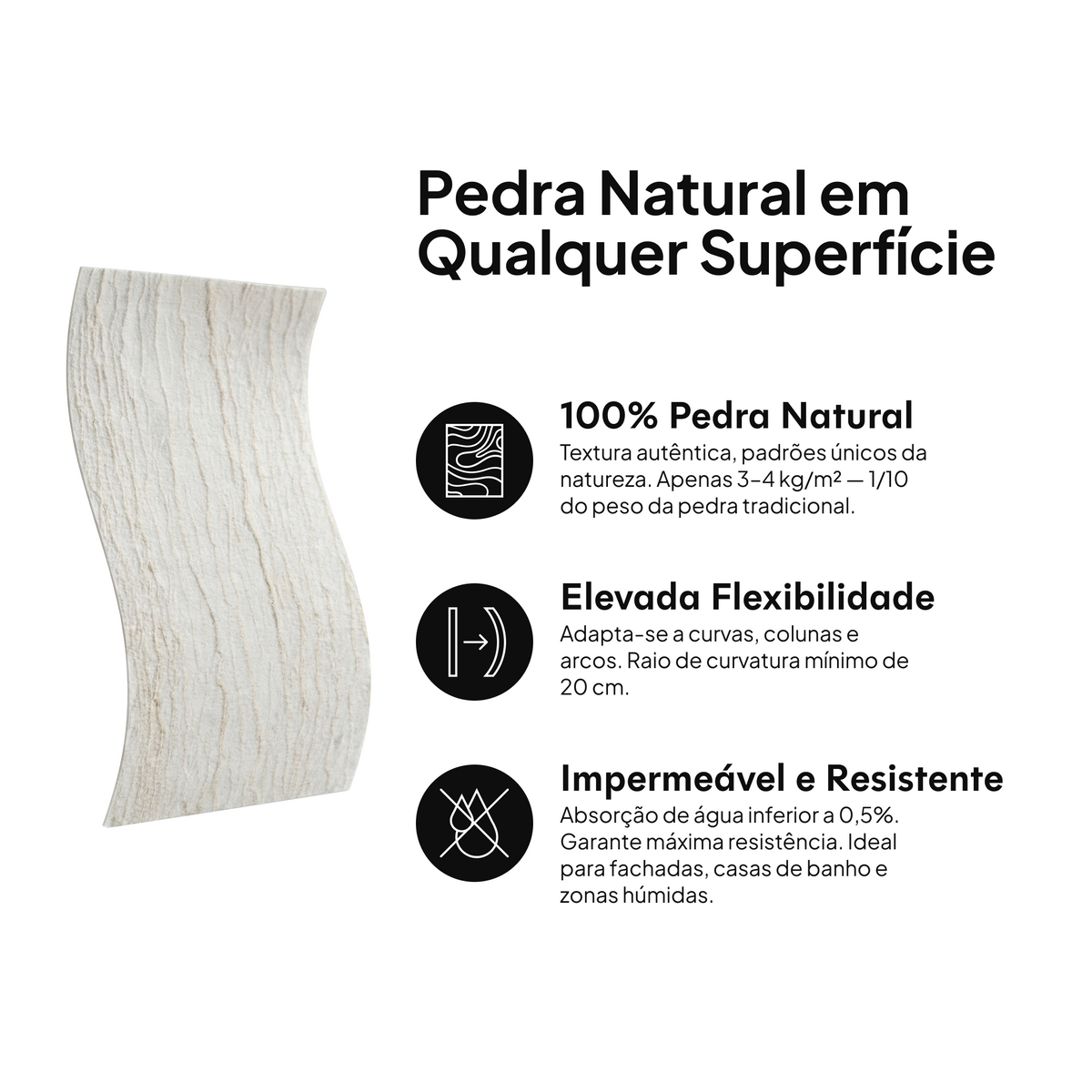 Pedra natural em qualquer superfície: 100% pedra natural, elevada flexibilidade, impermeável e resistente #lang:pt