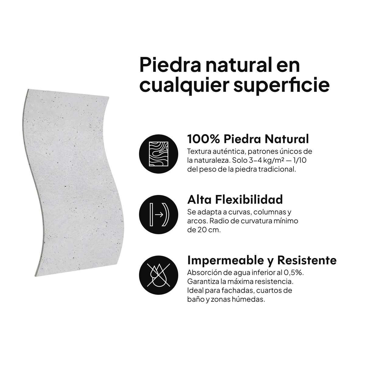 Piedra natural en cualquier superficie: 100% piedra natural, alta flexibilidad, impermeable y resistente #lang:es