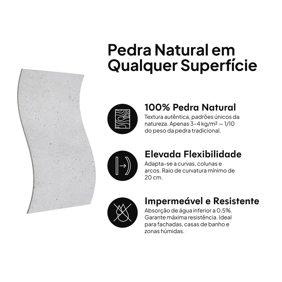 Pedra natural em qualquer superfície: 100% pedra natural, elevada flexibilidade, impermeável e resistente #lang:pt