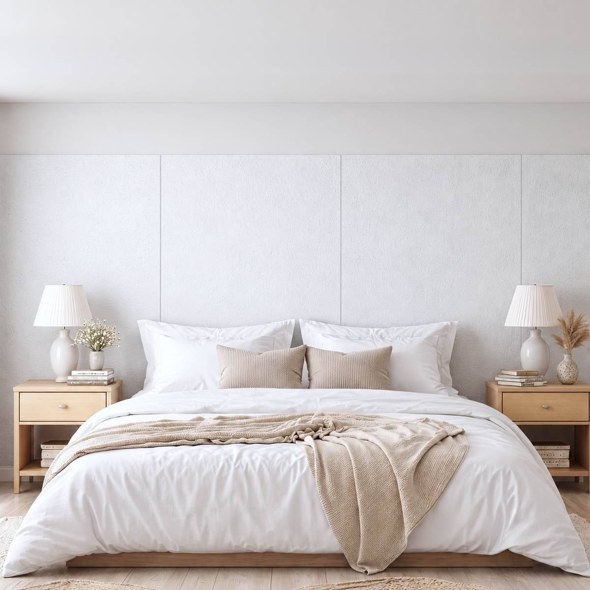 Mármore Blanc aplicado em parede de quarto