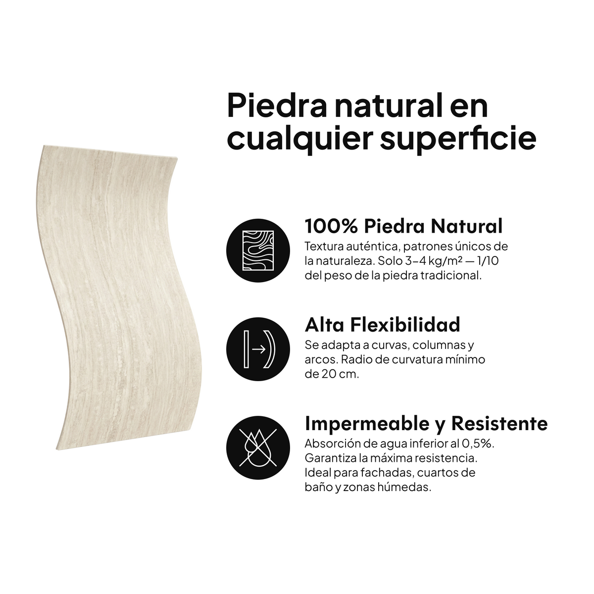 Piedra natural en cualquier superficie: 100% piedra natural, alta flexibilidad, impermeable y resistente #lang:es
