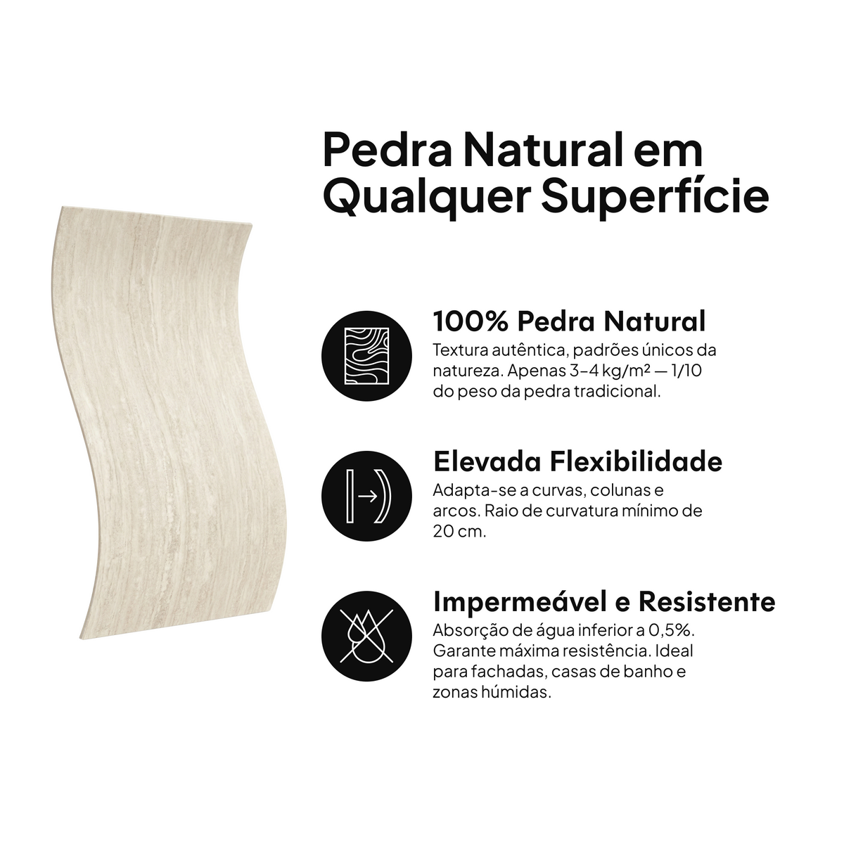 Pedra natural em qualquer superfície: 100% pedra natural, elevada flexibilidade, impermeável e resistente #lang:pt