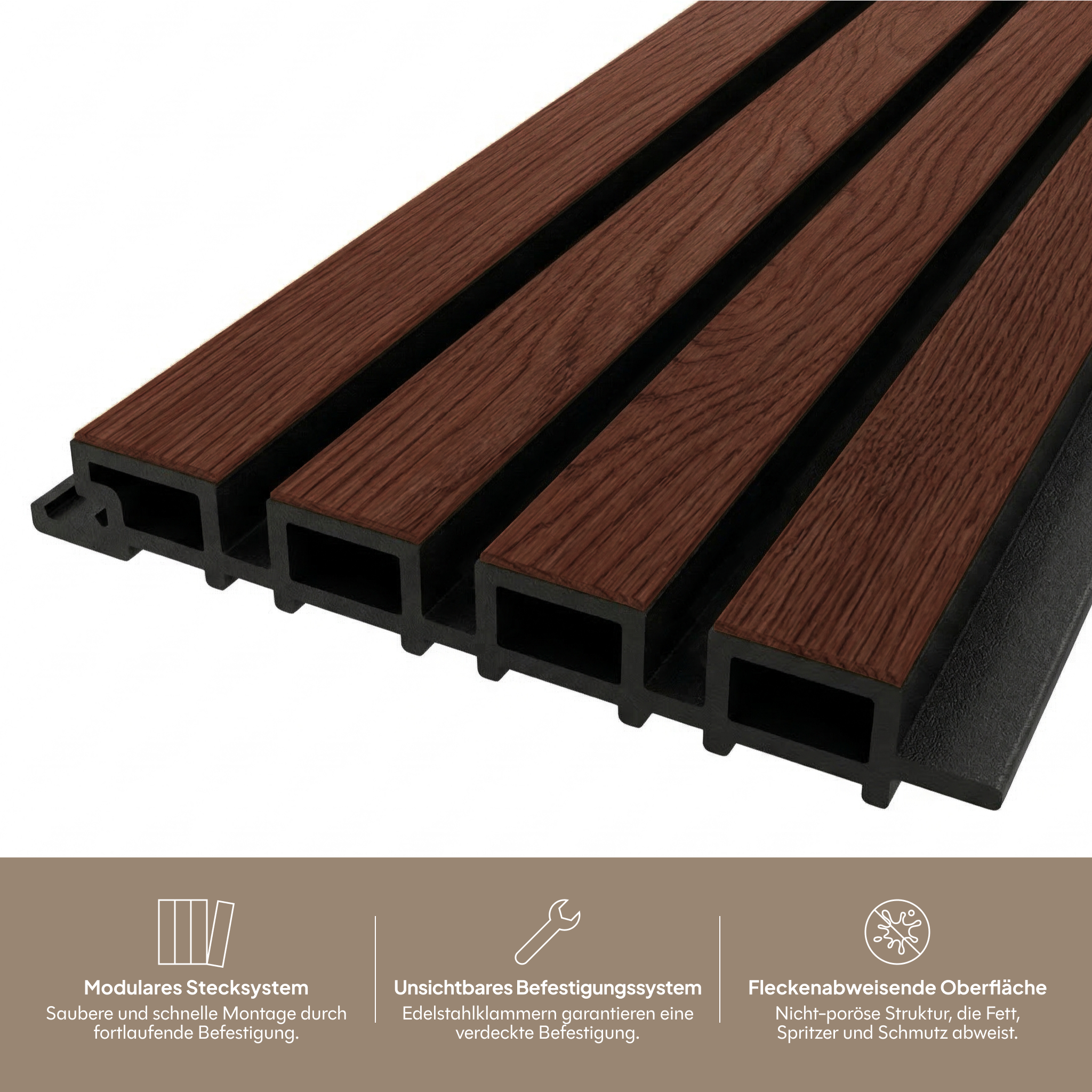 Modulares Stecksystem, unsichtbare Befestigung und fleckenabweisende Oberfläche #lang:de